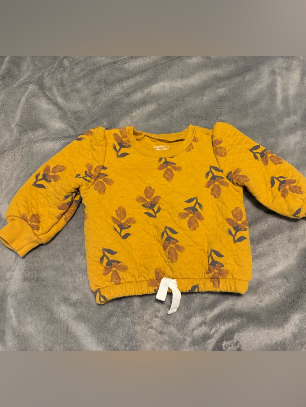 Carter's Quilted Floral Sweatshirt in Mustard with Rust Accents